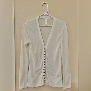 GENTLY USED Long White Button Up Sweater